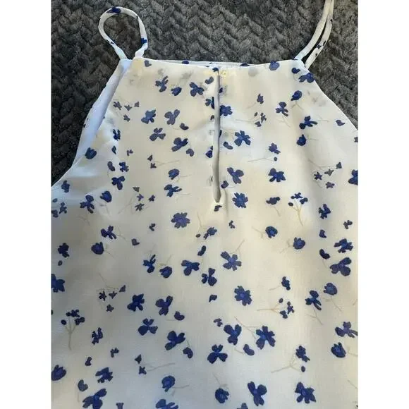 Banana Republic Floral Tiered Gauze Ruffle Dress Size 6 MSR $89.99 Blue Flowers - Picture 7 of 11
